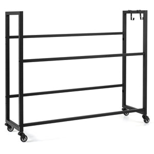 2-Tier Drink Crate Rack with 4 Universal Wheels for Beer and Water Kitchen and Bar-Black view 4