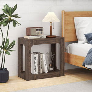 2-Tier End Table with Storage Shelf for Living Room-Walnut view 6