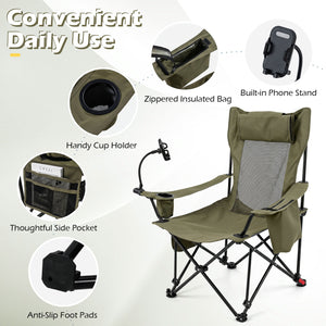 2-in-1 Reclining Camping Chair with 3-Level Adjustable Backrest-Green view 9