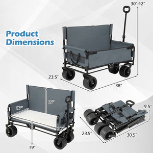 2-in-1 Wagon Bench Seat Combo Collapsible Beach Cart-Gray view 3