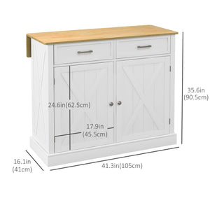 Kitchen Island with Drop Leaf, Rolling Kitchen Cart with 2 Drawers, Adjustable Shelves and Wood Countertop – view 9