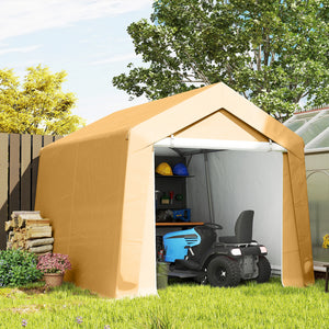7' x 12' Outdoor Storage Shed Portable Garage with Roll-up Door for Motorcycle, Bike, Garden Tools, Beige – view 21