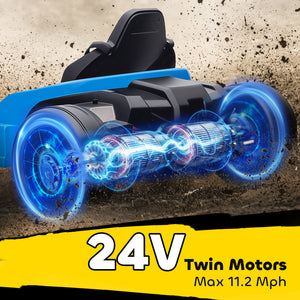 Qaba 24V Electric Go Kart with Dual 150W Motors, Adjustable Seat & 11.2MPH High Speed, Slow Start, 5-Point Harness