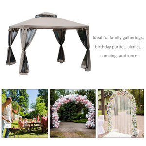 10' x 10' Patio Gazebo Pavilion, 2-Tier Roof Canopy Outdoor Event Party Tent with Steel Frame for Garden – view 3