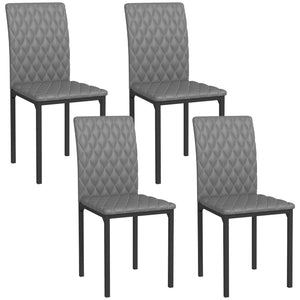 Modern Dining Chairs Set of 4, Upholstered Faux Leather Kitchen Chairs with Rhombic Tufting and Metal Legs – view 3