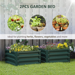 2' x 2' x 1' 2-Pieces Raised Garden Bed with Galvanised Steel Frame for Vegetables, Flowers, Herbs, Green – view 8