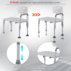 6-Level Adjustable Bath and Shower Transfer Bench Aluminum Chair with Non-Slip Feet – view 4