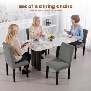 Modern Dining Chairs Set of 4, Kitchen Chairs with Rubberwood Legs and Padded Seat, Beige – view 17
