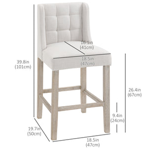 Modern Counter Bar Stools Tufted Upholstered Counter Chairs Set of 2 for Kitchen, Beige