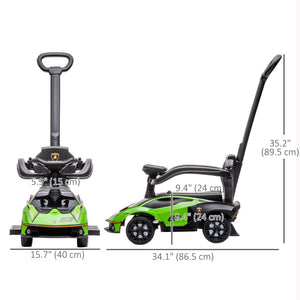 Aosom 3 in 1 Ride on Push Car for Toddlers, Licensed Kids Sliding Car with Safety Protection Footrest Horn