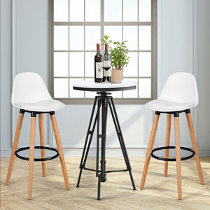 2 Pieces Mid Century Barstool 28.5 Inches Dining Pub Chair-White view 2