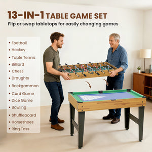 Soozier 48 in 13-in-1 Combo Multi Game Table with Foosball, Pool, Hockey and More for Adults, Light Walnut