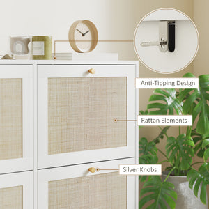 Narrow Shoe Storage Cabinet, Rattan Shoe Cabinet with 4 Flip Drawers and Adjustable Shelves for 20 Pairs – view 12