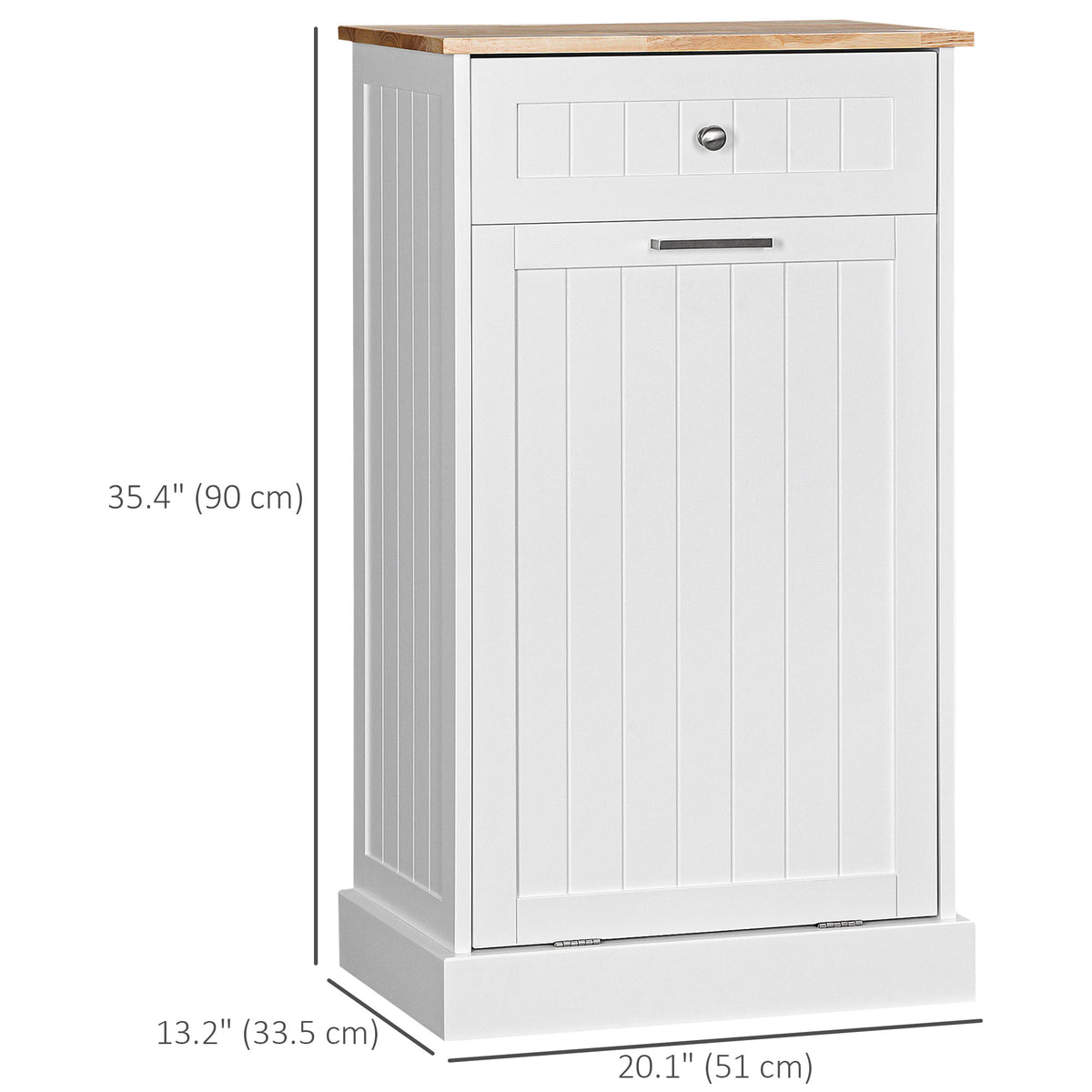 Kitchen Tilt Out Trash Bin Cabinet, Free Standing Recycling Cabinet, Trash Can Holder with Drawer, White – view 2