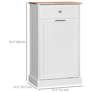 Kitchen Tilt Out Trash Bin Cabinet, Free Standing Recycling Cabinet, Trash Can Holder with Drawer, White – view 2