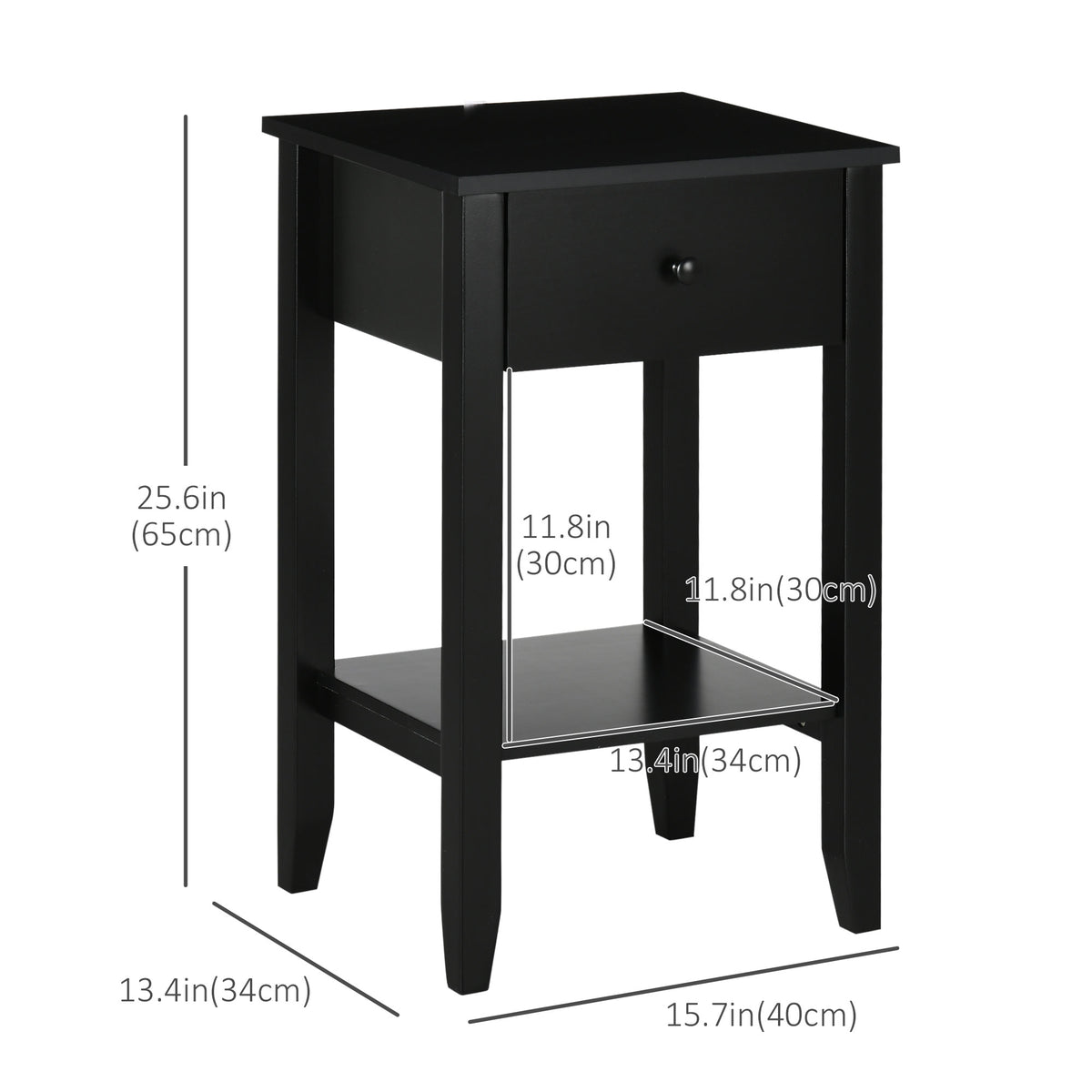 Side Table Set of 2, End Tables with Drawer and Bottom Shelf, 2-tier Nightstand for Bedroom, Living Room – view 2
