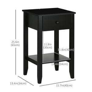 Side Table Set of 2, End Tables with Drawer and Bottom Shelf, 2-tier Nightstand for Bedroom, Living Room – view 2