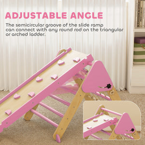 Qaba 8-in-1 Pikler Triangle Set, Foldable Wooden Climbing Toys with Arch, Ramp and Ladder for Ages 18-48 Mouths