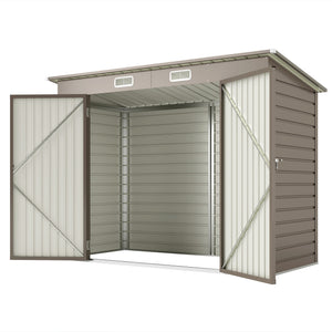 8 x 4FT Galvanized Garden Storage Shed, Metal Outdoor Shed with Double Doors and 2 Vents, Oak – view 22