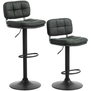 Bar Stools Set of 2, Swivel Counter Height Barstools with Adjustable Height, Back and Footrest, PU Leather Bar Chairs