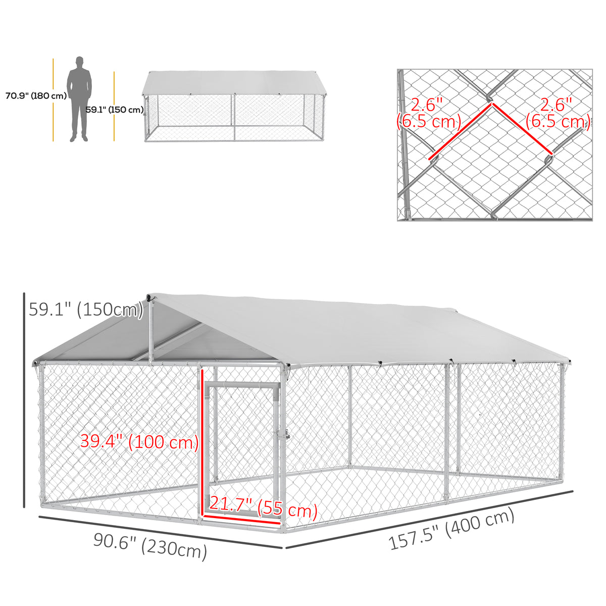 13.1' x 7.5' x 4.9' Outdoor Dog Kennel Dog Run with Waterproof – view 2