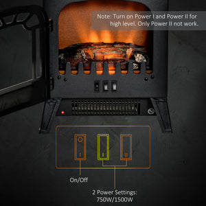 Freestanding Electric Fireplace Stove Heater with Realistic Flame Effect, Overheat Protection, 750W/1500W – view 4