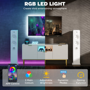 Modern TV Console for TVs up to 60 Inch, Entertainment Center with Smart RGB LED Lights and Soft Close – view 24