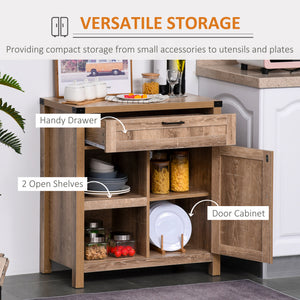 Rustic Barn Door Storage Cabinet Modern Farmhouse Buffet Sideboard for Kitchen & Dining Room Dark Oak – view 11