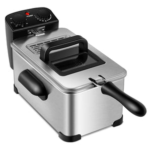 3.2 Quart Electric Stainless Steel Deep Fryer with Timer-Silver