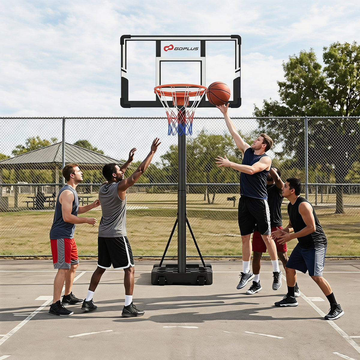 3.3-10 Feet Portable Basketball Hoop Adjustable with Base and Wheels view 2