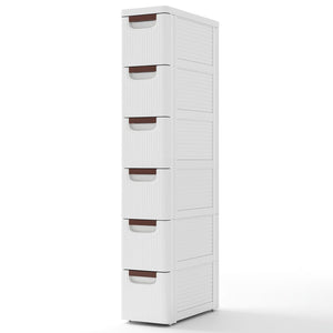 3/4/5/6-Drawer Rolling Organizer Unit Narrow Storage Cabinet with Built-In Wheels for Small Space-6-Drawer