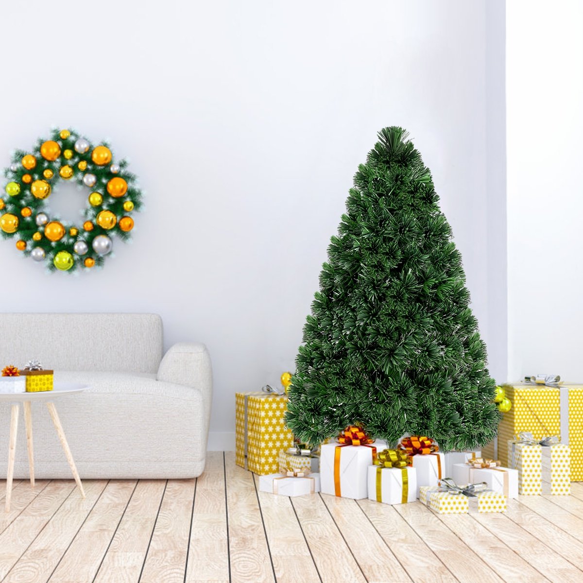 3/4/5 Feet Artificial Pre-Lit Fiber Optic PVC Christmas Tree-4 ft view 2