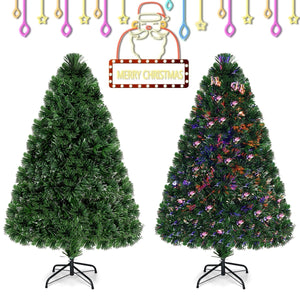 3/4/5 Feet Artificial Pre-Lit Fiber Optic PVC Christmas Tree-4 ft view 8