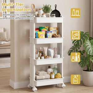 3/4-Tier Rolling Utility Cart with Detachable Trays and Smooth Wheels-4-Tier view 2