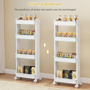 3/4-Tier Rolling Utility Cart with Detachable Trays and Smooth Wheels-4-Tier view 3
