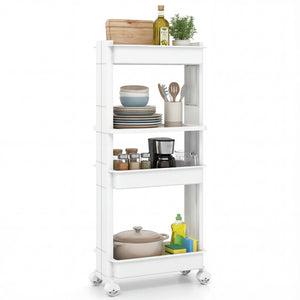 3/4-Tier Rolling Utility Cart with Detachable Trays and Smooth Wheels-4-Tier view 4