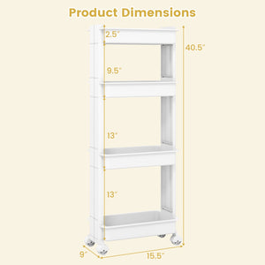 3/4-Tier Rolling Utility Cart with Detachable Trays and Smooth Wheels-4-Tier view 5