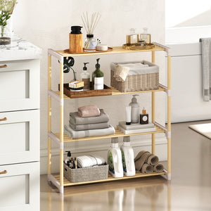 3/4-Tier Solid Wood Shoe Rack with Slatted Open Shelves-4-Tier view 3