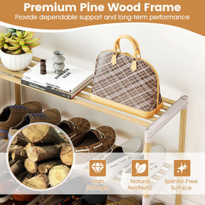 3/4-Tier Solid Wood Shoe Rack with Slatted Open Shelves-4-Tier view 9