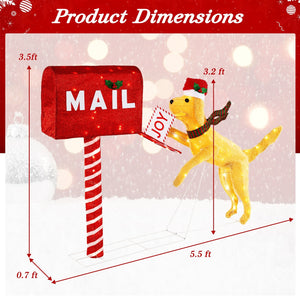 3.5 ft Christmas Mail Box with Dog and 120 Warm White LED Lights view 4