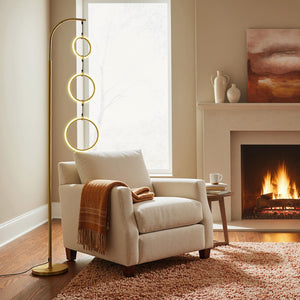3-Circle Dimmable LED Floor Lamp with Foot Pedal Switch 3 Color Temperatures-Golden view 5