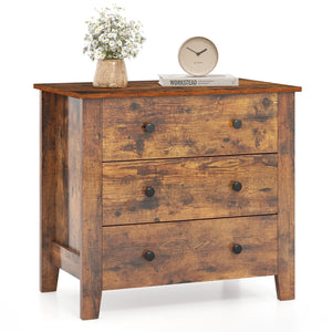 3 Drawer Dresser Chest of Drawers Bedside Table-Rustic Brown view 4