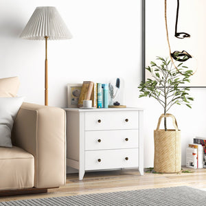 3 Drawer Dresser Chest of Drawers Bedside Table-White view 3