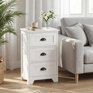 3-Drawer End Storage Wood Side Nightstand-White view 2