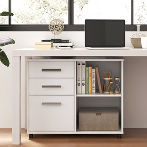 3-Drawer Mobile Lateral File Cabinet Printer Stand-White view 2