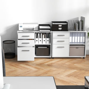3-Drawer Mobile Lateral File Cabinet Printer Stand-White view 3