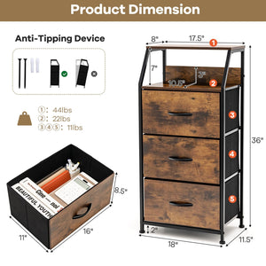 Freestanding Cabinet Dresser with Wooden Top Shelves-M view 5