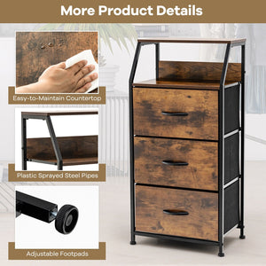 Freestanding Cabinet Dresser with Wooden Top Shelves-M view 9