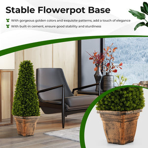 3 Feet Artificial Boxwood Topiary Tree with Cement Flowerpot-Green view 5