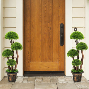 3 Feet Decorative Artificial Cedar Topiary Tree with Rattan Trunk view 3